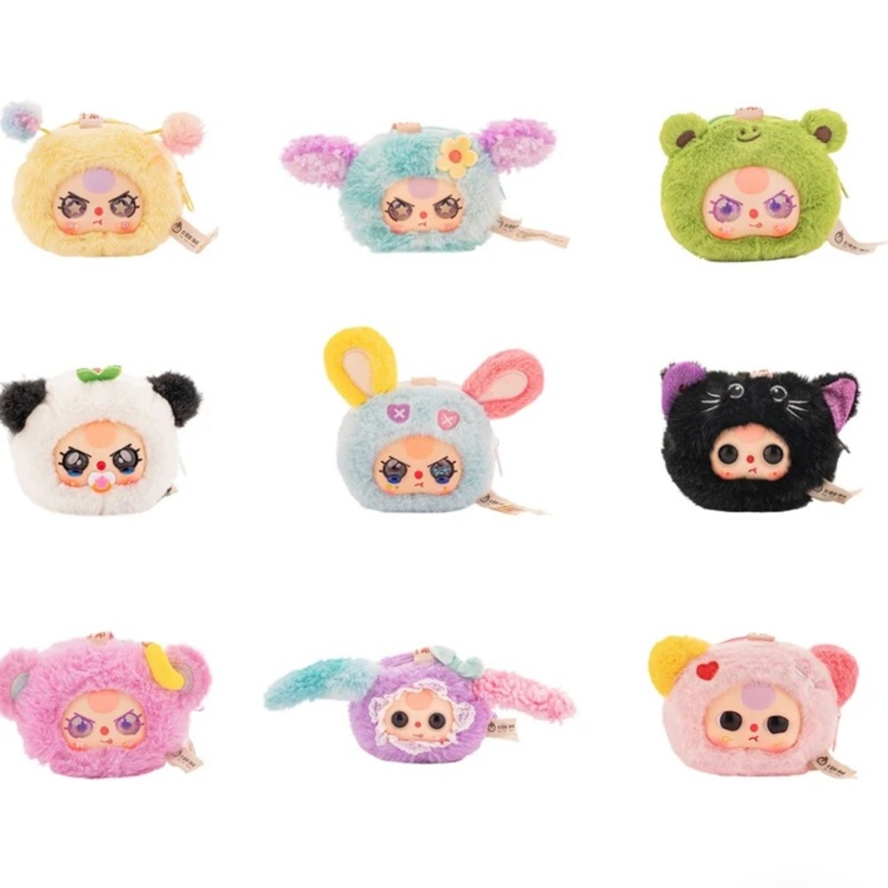 🆕 Baby Three Plush Character Coin Pouch - Assorted Pastel Colors